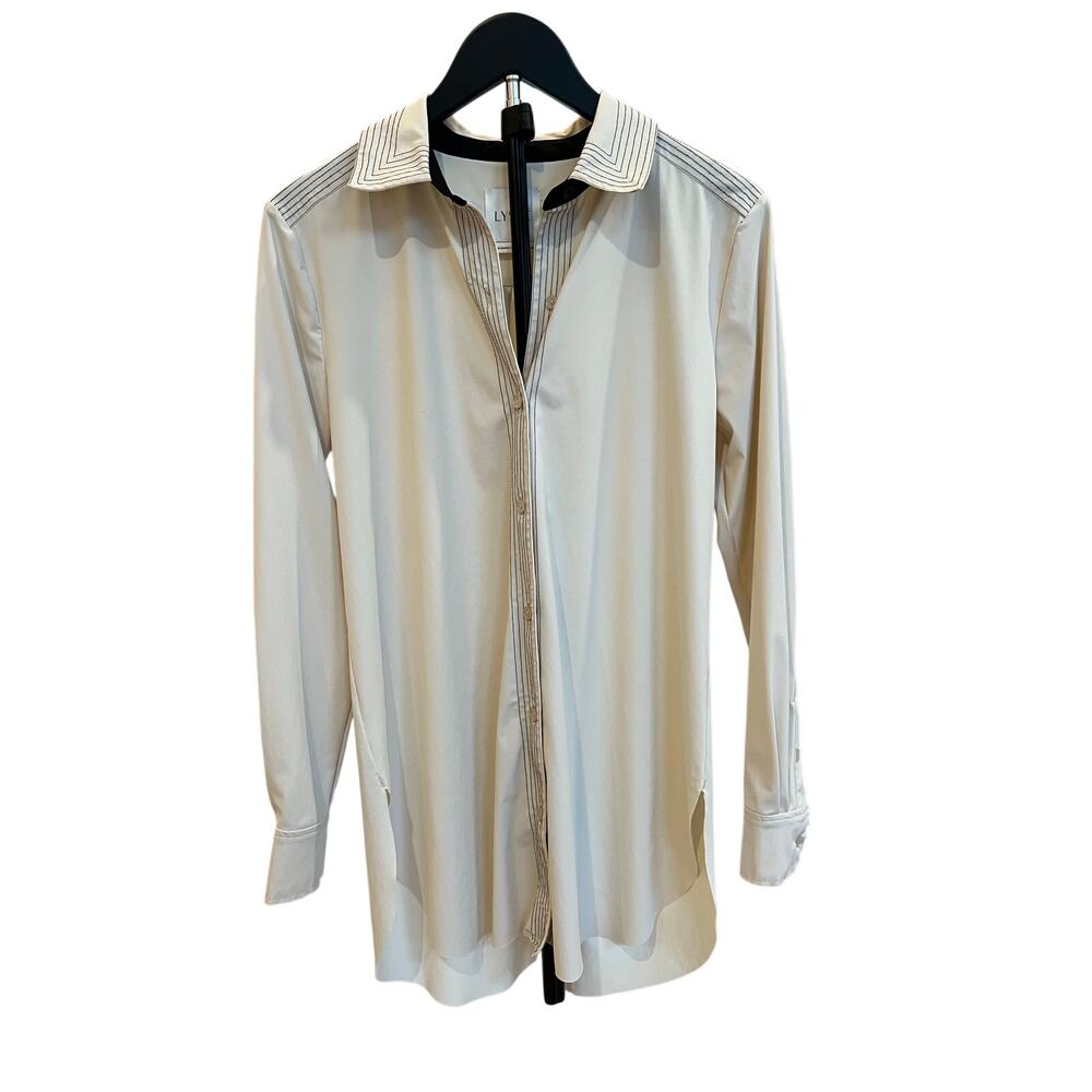 Lysse Schiffer Button-down Shirt Cream w Black Stitching (Sz S)